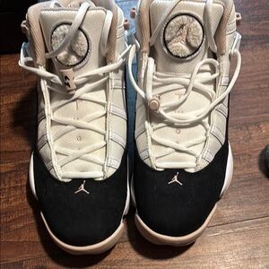 Air Jordan Retro Sneakers in Black and Cream Color